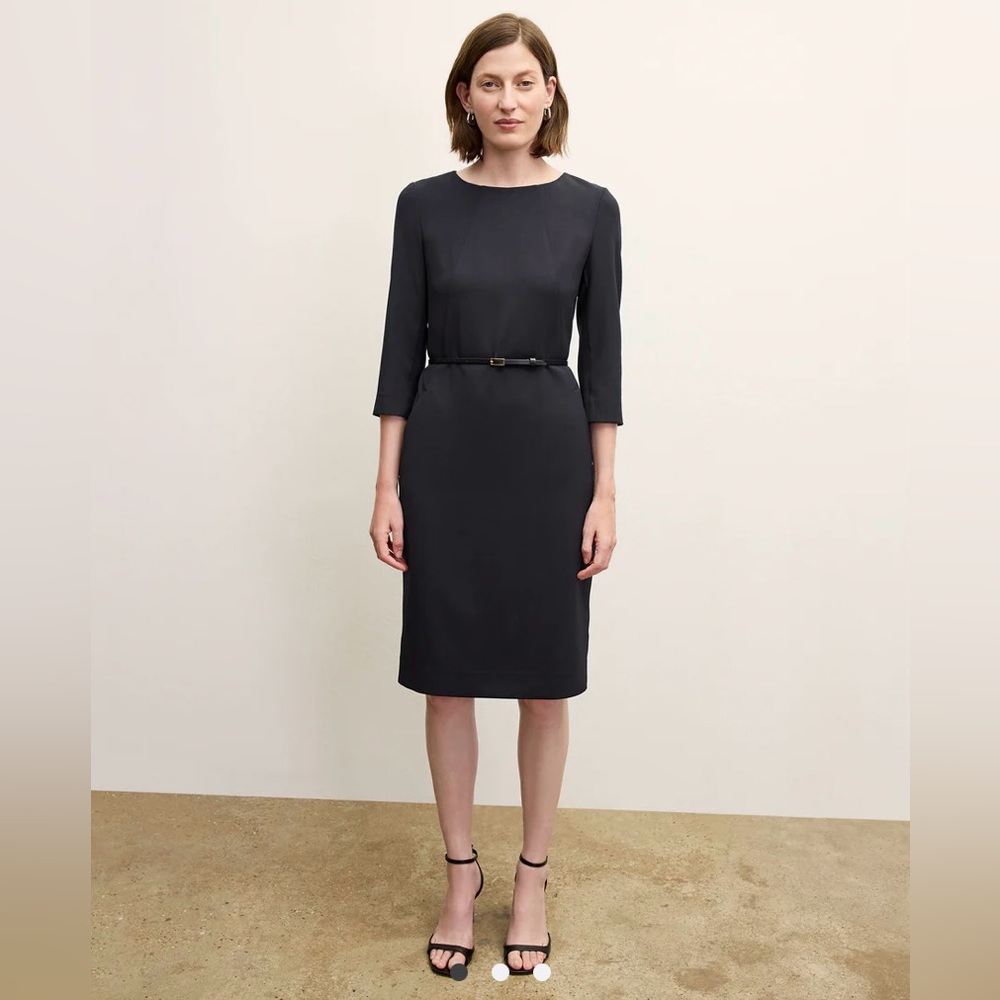 MM.LaFleur Etsuko Dress Black 16 NWT WonderTex 3/4 Sleeve Pockets
